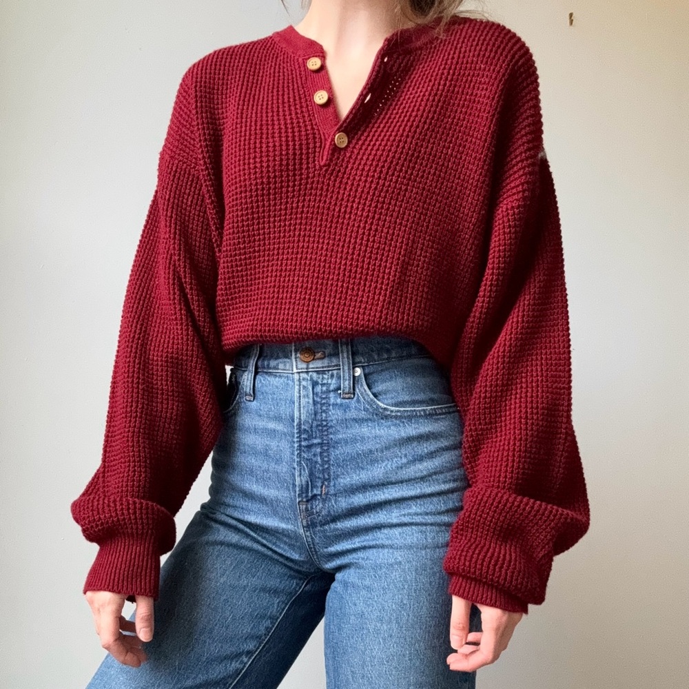 Burgundy Henley Sweater